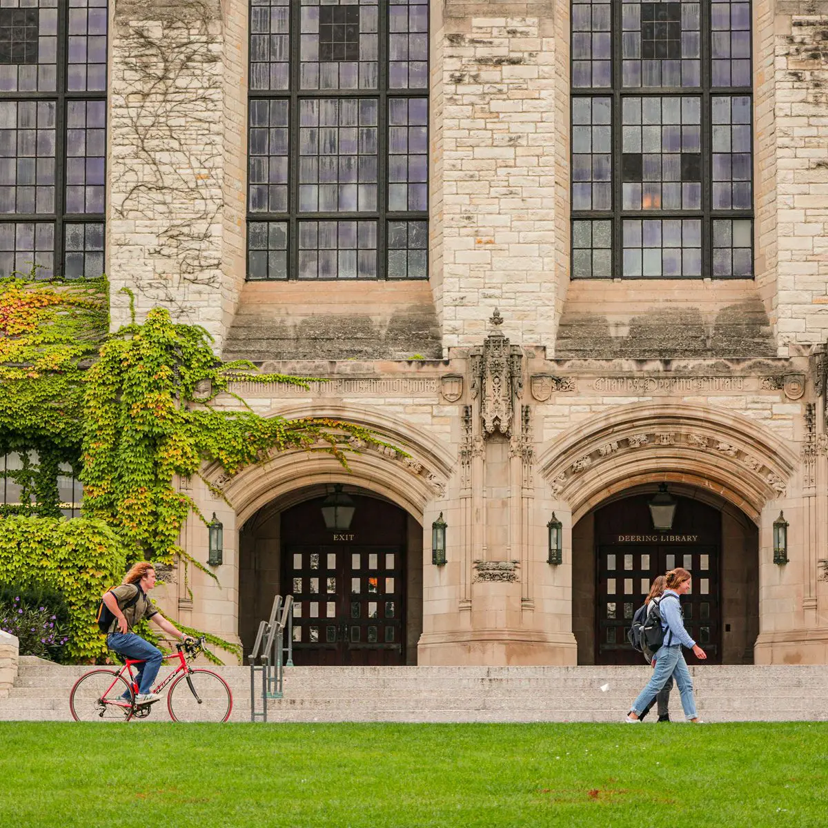 Photo of students walking on campus